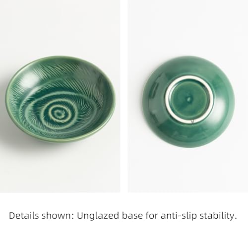 Ceramic Soy Sauce Dishes, 3.4 oz Dipping Bowls Set of 4 - color: Green