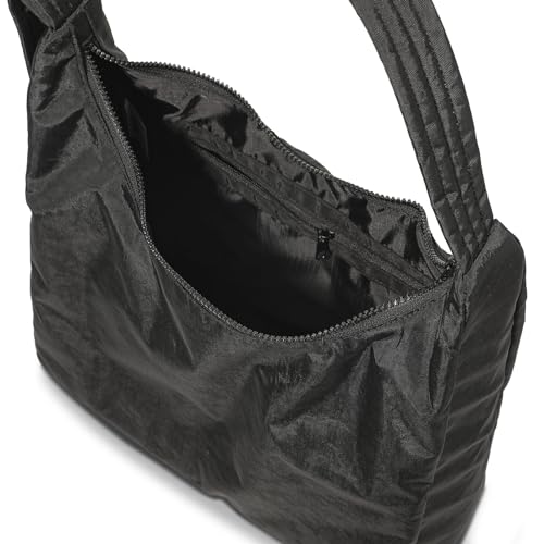 FASTFAIRY Nylon Shoulder Bag: Lightweight Adjustable Strap - color: Large-black, size: Large