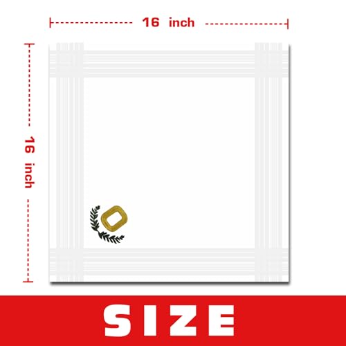 3 Pcs Men's Handkerchiefs, White Embroidered Initial Monogrammed Handkerchiefs for Men Suit Soft Cotton - style: O