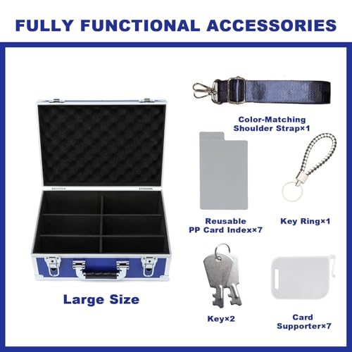 Collectable Trading Card Cases, Toploaders Storage Box, Magnetic Card Storage Hard Cabinet, Graded Card Storage Case, Sports & Trading Collector Storage Box (Blue) - color: Blue, size: Large