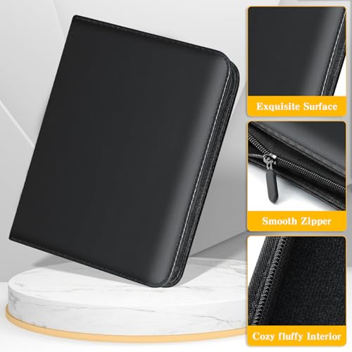 Jumbo Card Binder for PKM – WITHYU PU Leather Ringless Card Collection Binder with 60 Pockets, 5.4'' x 7.4''Card Holders Storage Album for Game Card (Black) - color: Black, size: 5.4x7.4
