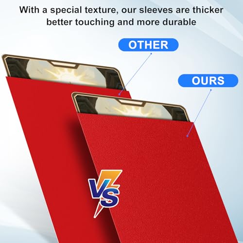 Trading Card Sleeves Perfect Fit TCG Matte Sleeves, Soft Sports Card Protector for Photocard Easy to Shuffle and Stack While Playing Card Game, Standard TCG Card Sleeves (red, 300) - color: Red, size: 300ct standard