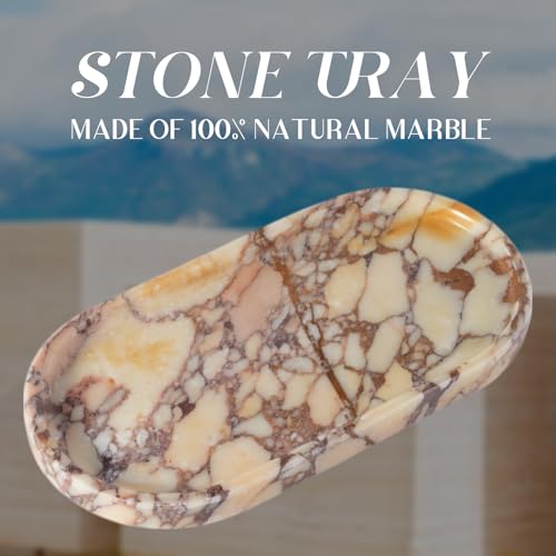Koville Natural Marble Tray for Decor, Marble Vanity Tray for Perfume, Cosmetics, Jewelry, Stone Decorative Trays for Dresser Organizer, Storage Trays for Home Bathroom Countertop(Calacatta Viola) - color: Calacatta Viola