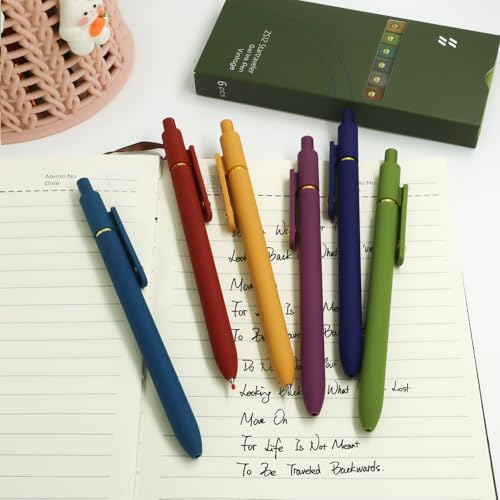 YOXMJDB Gel Pens, 6 Pcs 0.5mm Fine Point Smooth Writing Pens Cute Pen, High-End Series Black Ink Pen for Journaling Note Taking, School Office Supplies for Women Men (6 Pcs Gold Vintage) - color: 6 Pcs Gold Vintage
