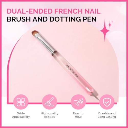 MelodySusie Dual-Ended French Nail Brush and Dotting Pen Set, Size #16 - color: A--Light Pink, size: #16