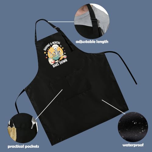 Funny Apron for Men Women,Humorous Kitchen Apron- Grilling Cooking BBQ Accessories, Gift for Dad Husband - color: Having a Mental