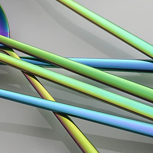 AOOSY 9-In Long Handle Spoon, Rainbow Ice Tea Spoon, Set of 6 - color: C Long Rainbow Spoon