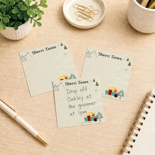 Current Camping Personalized Note Sheets in a Cube - 400, 3.38 x 3.38, Loose Sheets in 2.75" Tall Clear Acrylic Box - color: Camping