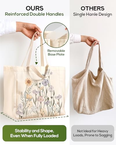 Miss Adola Cute Extra Large Canvas Grocery Tote Bag - color: Colorful Floral