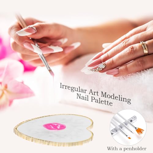 Nail Art Tools 27Pcs Set,Nail Art Brush,Resin Nail Art Palette,5 Pcs Nail Art Sculpture Pen,2-way Acrylic Silicone Engraving Pen Dotting Pen Tools Nail Art Kit for Nail Art DIY - color: A5#White Style 3
