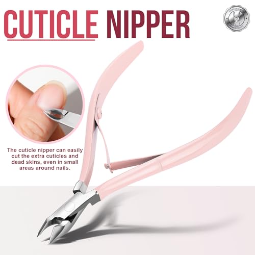 FANDAMEI Cuticle Trimmer, Cuticle Kit, Cuticle Pusher, Cuticle Nippers - color: Pink