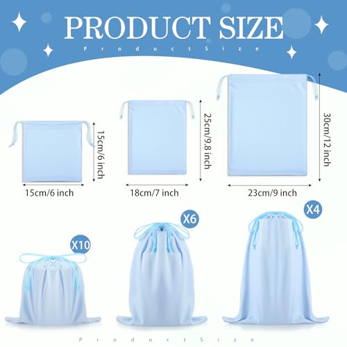 20 Pcs Satin Game Storage Bags for Women Men, S,M,L, Light Blue - color: Light Blue, size: S,M,L