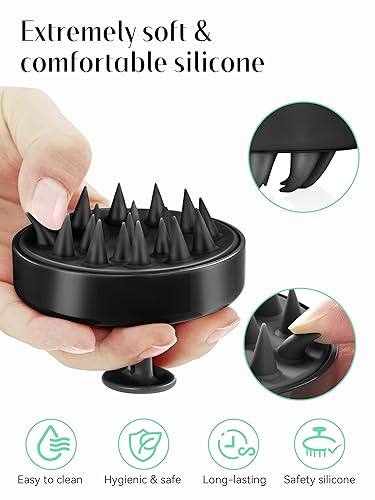 HEETA Scalp Massager Hair Growth Scrubber for Dandruff Removal Hair Care - color: Whole Black