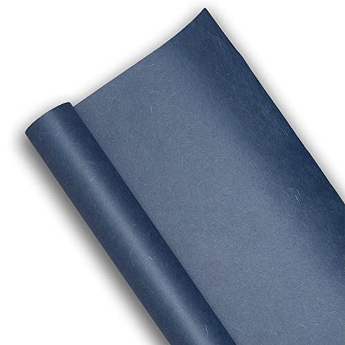 O-Bang Ji, Colered Hanji Paper Roll, Natural Fiber Unyong Texture / 45gsm, 21.3" x 590" / Korean Traditional Mulberry Paper (Dark Blue) - color: Dark blue