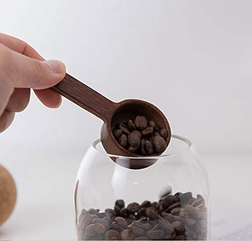 Coffee Spoons, ablespoon Scoop, Coffee Ground Spoon, Measuring for Ground Beans or tea, Soup Cooking Mixing Stirrer Kitchen Tools Utensils, 1 Wooden Tea Scoop (Walnut Wooden 3.86 in） - color: A Walnut Wooden Short