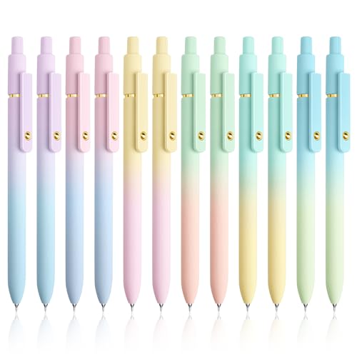 YOXMJDB Gel Pens, 12 Pcs 0.5mm Fine Point Smooth Writing Pens Japanese Cute Pens, High-End Series Black Ink Pens for Journaling Note Taking, School Office Supplies for Women Men (12 Pcs Ombre) - color: 12 Pcs Ombre