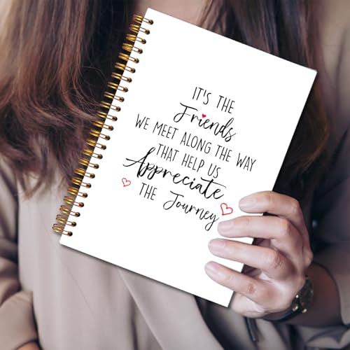 JINYO Friend Gifts Notebook, Gifts for Best Friend Journal, Friendship Gift Journal, It's the Friends We Meet Along the Way That Help Us Appreciate the Journey Spiral Notebooks 5.5x8.3 Inch - color: white Friend Gifts Notebook
