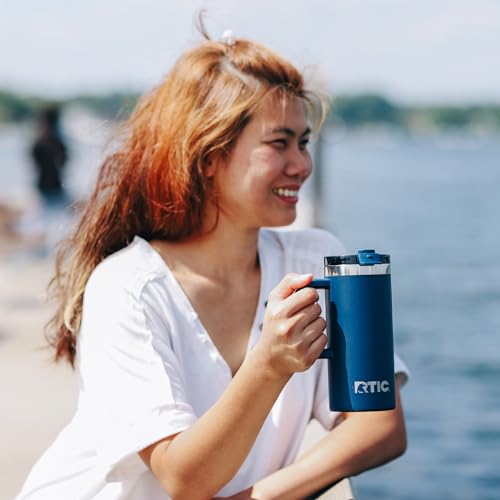 RTIC 16oz Road Trip Travel Mug with Lid and Handle, Ceramic Lined, Beach - color: Beach, size: 16 Ounces