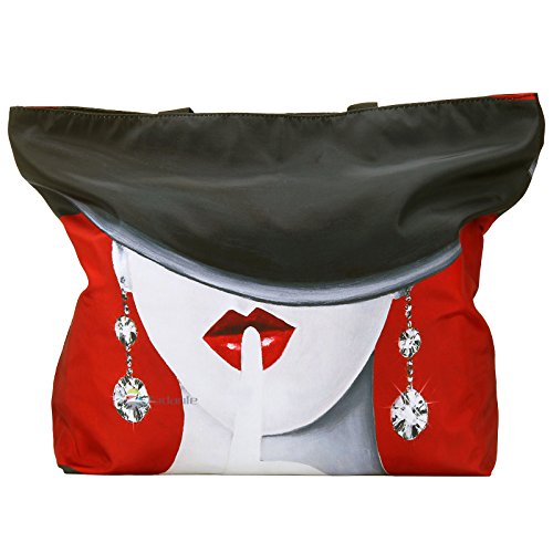 Beach Tote Bags Travel Shopping Bag With Zippered for Women - color: Pretty Lady
