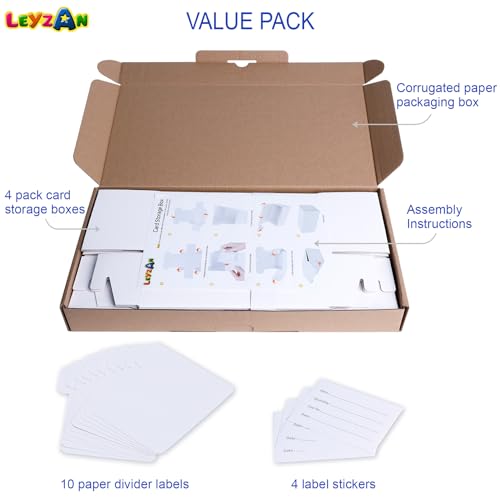 Trading Card Storage Box, 4-Pack 400 Count Cardboard TCG & Sport Card Box - size: 4 piece 7in for Standard