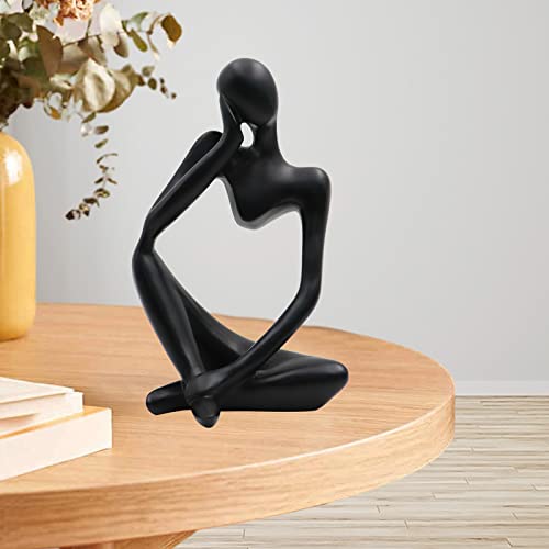 Thinker Statues and Sculptures, Resin Thinker Statue Ornaments, Abstract Style Sculptures, Housewarming Gifts, Housewarming Decorations, Living Room Dining Desk Decorations(Black Right, Large) - color: Black Right, size: Large