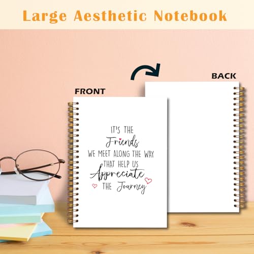 JINYO Friend Gifts Notebook, Gifts for Best Friend Journal, Friendship Gift Journal, It's the Friends We Meet Along the Way That Help Us Appreciate the Journey Spiral Notebooks 5.5x8.3 Inch - color: white Friend Gifts Notebook