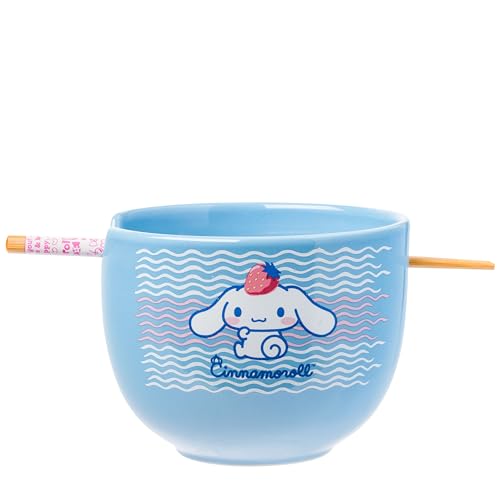 Silver Buffalo Sanrio Hello Kitty, Ramen Bowl with Chopsticks, 20oz - color: Cinnamoroll Strawberry, size: 20 Ounces (No Spoon)
