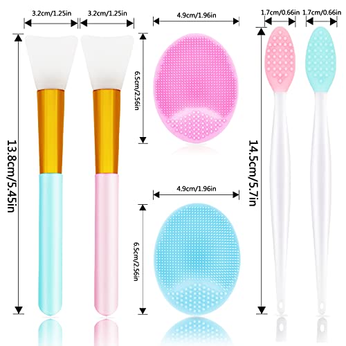 6 PCS Silicone Face Scrubber Brush Set, 2pcs Lip Scrub Brushes and Face Cleansing Brush Silicone Exfoliator Tool and Facial Applicator for Women Men - style: style 2