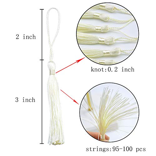100Pcs 5 Inch Silky Bookmark Tassels for Jewelry, Souvenir(Mixed Cream) - color: #18