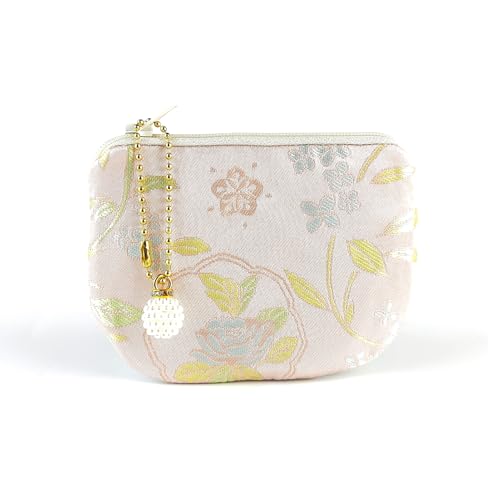 Handmade Women Coin Purse Brocade Zipper Wallet Rosary Pouch Silk Jewelry Bag - LightPink - color: LightPink