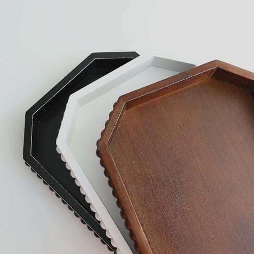 Hrastany Wood Rustic Serving Tray with Beads, Farmhouse Black Decorative Tray for Table Centerpiece, Christmas Wedding Halloween Home Decor - color: Black-c8, size: 15.7" x 10.2" x 1.6"