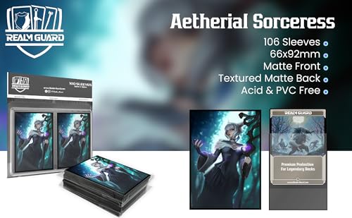 (Aetherial Sorceress) 100% Hand-Drawn 100ct Textured Matte TCG/MTG Card Art Sleeves by Realm Guard