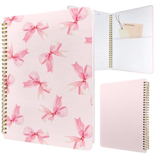 Cute Spiral Notebook Lined Journal B5 Note Book with Pocket, Bowtie - color: Big Bow