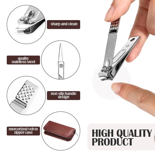 Coume 24 Sets Mini Manicure Kit for Women Men Nail Clippers, Brown Series - color: Brown Series