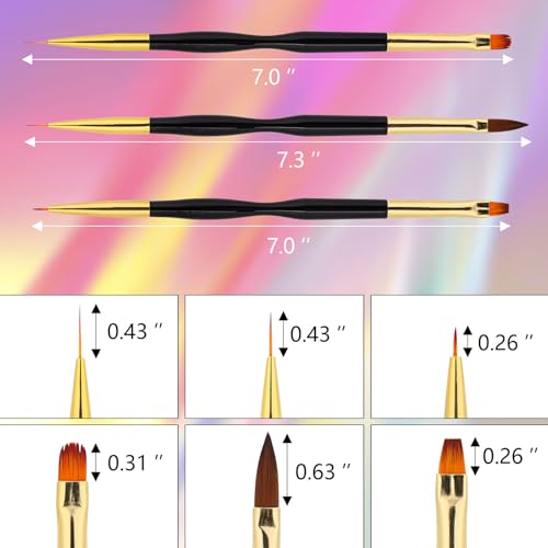35 Pcs Nail Art Brushes Include Nail Polish Liner Brush with Dotting Tools, Design Pen Silicone Nail Tools for Nail Drawing
