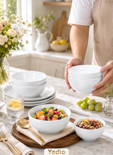 10 OZ White Ceramic Soup Bowls of 6, Small Cereal Bowls for Kitchen - size: 10 OZ(6PCS)
