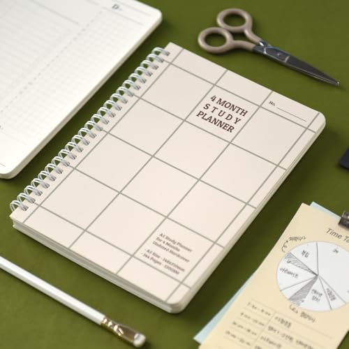 Monolike Checkers 4 Month Study Planner, Green Line - Academic Planner, Weekly & Monthly Planner, Study plan - color: Checkers - Green Line