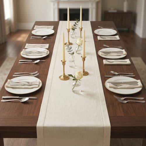 Urban Villa Table Runner Cotton Heavier Quality 14x72 Ivory - color: Ivory, size: 14" x 72"