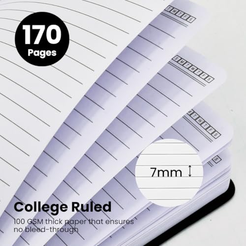 Nextnoid A5 Lined Spiral Notebook - 170 Pages, College Ruled, Navy Blue - color: g-Navy Blue