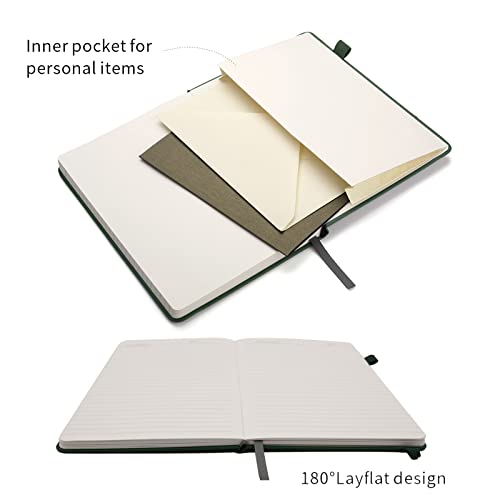 Lined Journal Notebooks with Pen Loop, Hardcover Notebook Journal for Work, 100Gsm Premium Thick Paper with Inner Pocket, Medium 5.7"x8.4", （Dark-Green, Ruled） - color: Dark-green, size: 1 Pack