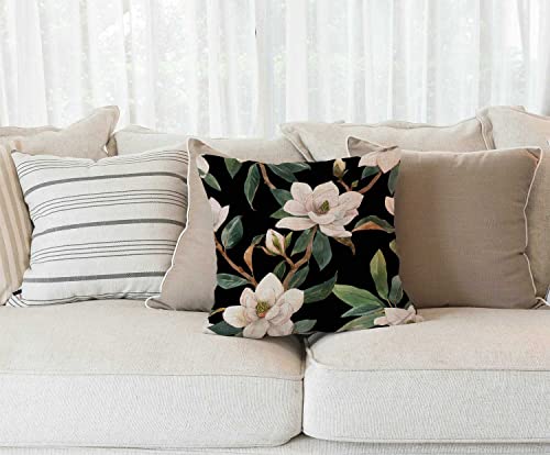 Solekla Vintage Floral Black White Green Cotton Linen Square Throw Waist Pillow Case Decorative Cushion Cover Pillowcase Sofa 18"x 18" - color: Sl192