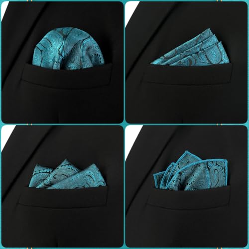 S&W SHLAX&WING Mens Pocket Square Paisley Multicolor Large for Business Wedding - color: Ah77