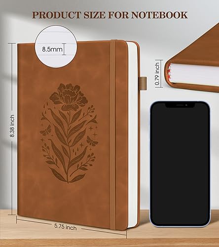 Lined Journal Notebook for Men Women, A5 Brown Leather Journals for Writing, 200 Pages College Ruled Journal Notebook, Travel Daily Journal Notebook for Work School, Note Taking 5.75'' X 8.38'' - color: Brown