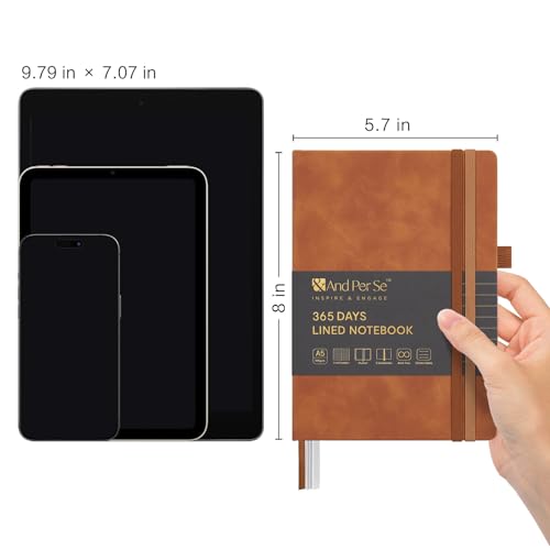 &And Per Se Lined Journal Notebook, 365 Pages, A5, 5.7'' x 8'' 100GSM Thick Paper, Journals for Writing, Hardcover Notebooks for Women Men (Brown) - color: Brown, style: 365-Lined