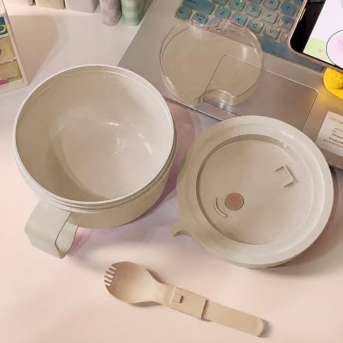 Microwave Soup Mugs with Lids,28.7oz Microwave Ramen Bowl with Lid,Improved Easy-Grip Design for On-the-Go - Holds Soup, Rice, Cereal & More - BPA-Free(Beige) - color: Beige