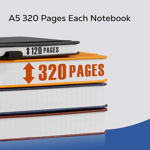 FOCUS DAY 3 Pack Journal Notebook, 320 Pages A5 Lined Notebook Journal Set for Work Writing, Hardcover Leather Bound Notebooks Bulk for Women Men Office School, 5.7'' X 8.4'', Multicolor - color: Blue-Brown-Black, size: A5