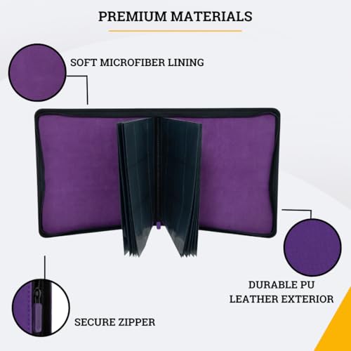 Card Guardian 12 Pocket Premium Binder with Zipper, Purple - color: Purple