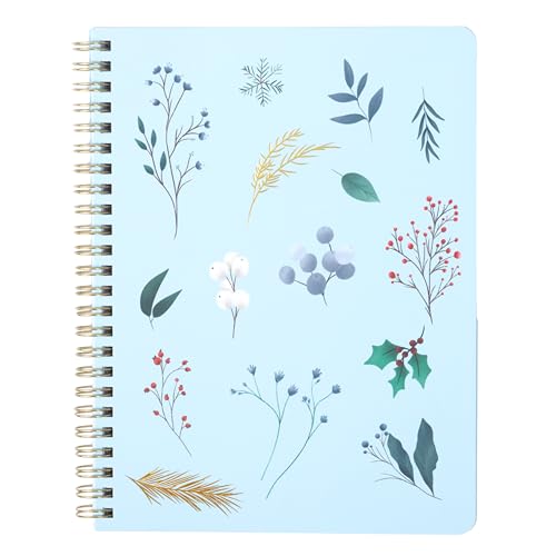 Happy Hoos® Aesthetic Spiral Notebook - 6.25" x 8.25" College Ruled Journal Notebook - Hard Cover Writing Journal for Work, School, Travel, More - Floral Notebook 8 Seasonal Designs (Frost & Flora) - color: Frost & Flora