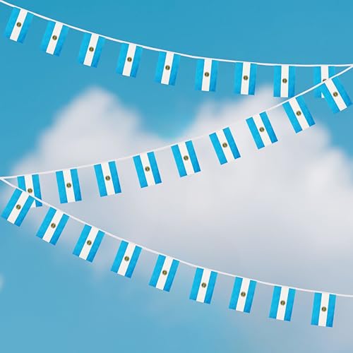 100 Feet Argentina String Flag, 76 Pcs Argentine Banner Flag, Small Mini World Banner Flags for Sports Events, Bars Decorations, School Festivals, Party Decorations, Celebrations (Argentina) - color: Argentina