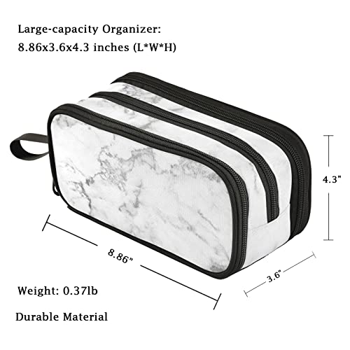 Fustylead White Marble Pencil Pen Case Office College School Large Storage High Capacity Bag Pouch Holder Box Organizer - color: White03 Marble